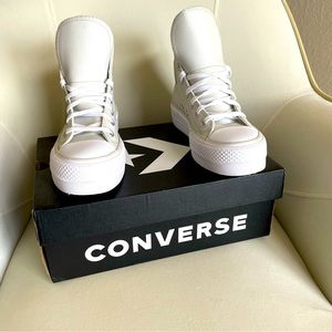 All Leather CONVERSE Chuck Taylor All Star Lift Platform. NATURAL IVORY